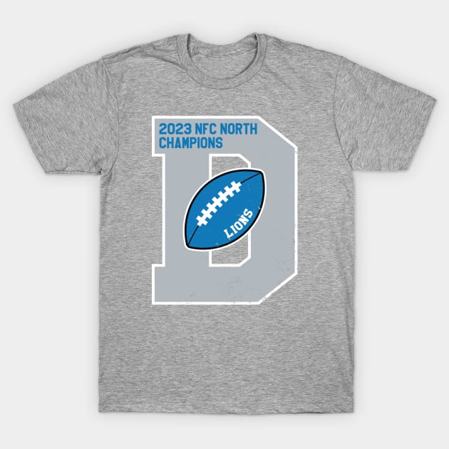 Big Bold Detroit Lions 2023 NFC North Champs T-Shirt by Rad Love